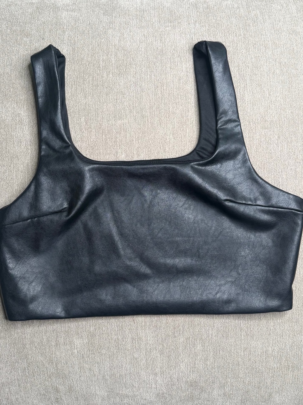 Fashion Nova Black Faux Leather Crop Tank